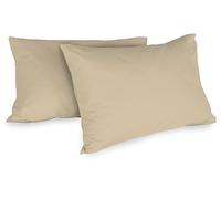 Zer0bed, Coppia Di Federe In Cotone 52x80 CM, Tortora, Set Di 2, Tinta Unita, 100 Percento Cotone, Cusino Letto, Chiusura A Busta