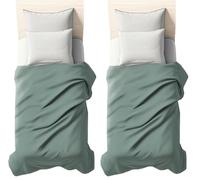 zer0bed, Lenzuolo Sopra Singolo Tinta Unita, 160x290, 100% Cotone, Cloud, Lenzuolo Piano, 1 Pezzo (Solo Lenzuolo Sopra) (Confezione da 2)