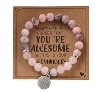 Zerabidpro 8mm Beaded Healing Stones Rose Quartz Pink Zebra Jade Bracciale per le donne, Bracciale di Pietre Guaritrici per Yoga e Chakra, per Donne, Coppie e Amicizie
