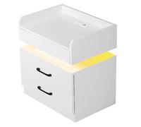 ZERAPH Elegante comodino da comodino luci a led tavolo da ginnastica mdf tavolo da comodino porte usb telecomando 2 cassetti cassetti cabine cabina mobile da comodino da comodino tavolino
