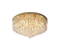 ZERAPH Lampada da soffitto Moderna, 8 luci, lampadario di Cristallo a Goccia, Montaggio a Filo, Paralume in Metallo Rotondo per Sala da Pranzo, Soggiorno, Bagno, Camera da Letto, Cromo-Oro 40x30cm