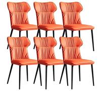 ZERAPH Sedie da pranzo set di bover sedie da salone in pelle 6 PU Sedie da banco per le gambe in acciaio per la scrivania (colore: arancione)