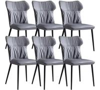 ZERAPH Sedie da pranzo set di bover sedie da salotto in pelle 6 PU Sedie da banco per le gambe in acciaio per la scrivania (colore: grigio scuro)