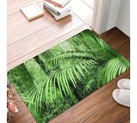 Zerbinetto resistente e morbido per porta d'ingresso, con suola in gomma, ideale per interni ed esterni, 40 x 60 cm, raffigurante palme e piante esotiche nella giungla tropicale, in un'atmosfera zen.