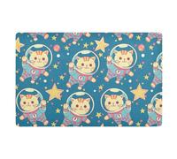 Zerbini Astronaut Cat Kitten Star Space Tappetino Doccia Lavabile in Lavatrice Zerbino Super Assorbente Tappeti per Ingresso Cucina Corridoio 40X60 Cm