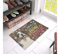 Zerbini Australian Shepherd Cute Dog A House Is Not Home Without A Aussie Florals Zerbino per Porta Lavabile in Lavatrice Tappeti Decorazione per Vasca da Bagno Camera da Letto 40X60 Cm