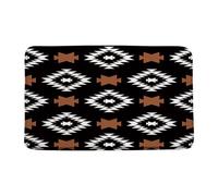 Zerbini Aztec Black White Brown Southwestern Native American Vintage Abstract Boho Geometric Retro Navajo Tappetino Doccia Super Assorbente Decorazione per Corridoio Ingresso Cucina 40X60 CM