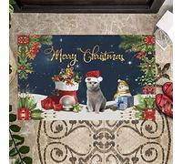 Zerbini British Shorthair Cat Merry Christmas Zerbini per Porta Morbido Zerbino Super Assorbente per Camera da Letto Cucina 40X60 Cm