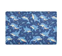 Zerbini Cartoon Dolphin Print Blue Tappeti Super Assorbente Zerbino Antiscivolo Zerbini per Porta per Cucina Ingresso Corridoio 40X60 Cm