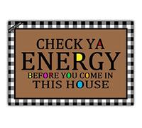 Zerbini Check Ya Energy Before You Come in This House Zerbino per Porta Super Assorbente Zerbino Lavabile in Lavatrice Tappetino Doccia per Ingresso Cucina Vasca da Bagno 40X60 CM