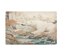 Zerbini Chinese Painting Bear Tappetino Doccia Super Assorbente Zerbino Lavabile in Lavatrice Zerbini per Porta per Corridoio Cucina Camera da Letto 40X60 CM