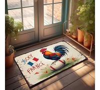 Zerbini con frasi divertenti gallo francese palla da rugby bandiera opera d'arte zerbino decorazione esterna grande tappetino di benvenuto all'aperto (40 x 60 cm)