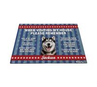 Zerbini Di Benvenuto Dogs Home Rules Funny Siberian Husky Dog Stars And Stripes Morbide Zerbino Per Ingresso Robusto Tappeto Porta Per Corridoio Ufficio Cucina 60X40Cm