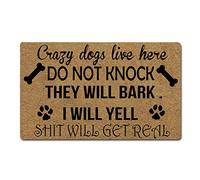 Zerbini Dogs Live Here Do Not Knock They Will Bark I Will Yell Shit Will Get Real Tappeti Decorazione Zerbino Super Assorbente Tappetino Doccia per Cucina Corridoio Ingresso 40X60 Cm