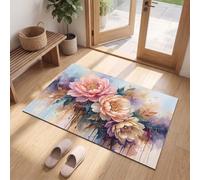 Zerbini Floreale Di Lusso Minimalista per ingresso esterno e interno - 50x80 cm | Tappetino Peonia Magnifica Antiscivolo, Resistente per Mantenere la Casa Pulita per Porte D'ingresso, Corridoio