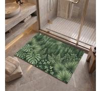 Zerbini Giungla Ad Acquerello per ingresso esterno e interno - 80x120 cm | Tappetino Monstera Deliciosa Palma Felce Antiscivolo, Resistente per Mantenere la Casa Pulita per Porte D'ingresso, Corridoio