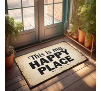 Zerbini grandi per ingresso esterno Embrace Your Bliss: Dichiarando 'This Is My Happy Place' zerbino grande tappeto per esterni divertente zerbino per esterni (65 x 90 cm)