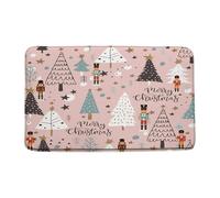 Zerbini Merry Christmas Gray Blue White Xmas Tree The Nutcracker Stars Cartoon Funny Winter Tappeti Lavabile in Lavatrice Tappetino Doccia Morbido per Camera da Letto Ingresso Cucina 40X60 CM