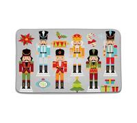 Zerbini Merry Christmas The Nutcracker Xmas Tree Poinsettia Colorful Cute Cartoon Winter Holiday Tappeti Lavabile in Lavatrice Tappetino Doccia per Cucina Corridoio Vasca da Bagno 40X60 CM