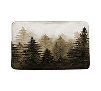 Zerbini Misty Brown Watercolor Pine Trees Abstract Foggy Mountain Rustic Nature Sceneryes Zerbino Decorazione Tappetino Doccia Antiscivolo per Vasca da Bagno Corridoio Camera da Letto 40X60 CM