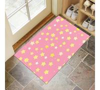 Zerbini per Interni 40 x 60 cm, Zerbini Morbidi Lavabili in Lavatrice Fumetto Illustrazione, Assorbente Antiscivolo Basso Profilo Tappetino Stella Gialla per Ingresso, Cucina Rosa