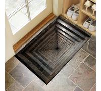Zerbini per Interni 50 x 80 cm, Zerbini Morbidi Lavabili in Lavatrice India Antica Architettura, Assorbente Antiscivolo Basso Profilo Tappetino Tunnel Mattoni E Pietra per Ingresso, Cucina Nero