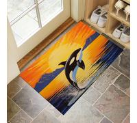 Zerbini per Interni 60 x 90 cm, Zerbini Morbidi Lavabili in Lavatrice Oceano Animali, Assorbente Antiscivolo Basso Profilo Tappetino Carina Orca Assassina per Ingresso, Cucina Giallo