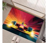 Zerbini Per Interni 80X120Cm Corse Cartoni Animati Rosso Arancione, Tappeto Lavabile Antiscivolo Tappetino Morbido A Pelo Basso Tappetini Per Ingresso Portico Anteriore - Divertente Dipinto A Olio