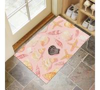 Zerbini per Interni 90 x 150 cm, Zerbini Morbidi Lavabili in Lavatrice Dolce Oceano, Assorbente Antiscivolo Basso Profilo Tappetino Stella Marina Dei Cartoni Animati per Ingresso, Cucina Rosa