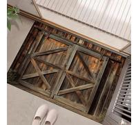 Zerbini Per Interni 90X150Cm Porta In Legno Da Fattoria Vintage Marrone, Tappeto Lavabile Antiscivolo Tappetino Morbido A Pelo Basso Tappetini Per Ingresso Portico Anteriore - Architettura Rurale