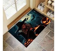 Zerbini per Interni Foresta Di Halloween, Zerbini Bella Strega Morbidi Lavabili in Lavatrice Tappeto Antiscivolo a Basso Profilo per Cucina, Porta Posteriore Anteriore, 90 x 150 cm - Grigio-Verde