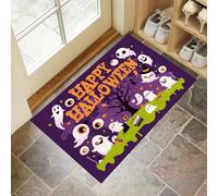 Zerbini per Interni Isola Di Halloween, Zerbini Fantasma Cartoni Animati Morbidi Lavabili in Lavatrice Tappeto Antiscivolo a Basso Profilo per Cucina, Porta Posteriore Anteriore, 60 x 90 cm - Viola