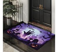 Zerbini per Interni Tomba Di Halloween, Zerbini Cimitero Delle Mani Zombi Morbidi Lavabili in Lavatrice Tappeto Antiscivolo a Basso Profilo per Cucina, Porta Posteriore Anteriore, 80 x 120 cm - Viola