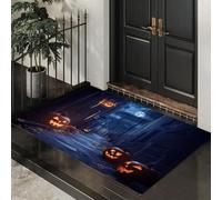 Zerbini per Interni Via Halloween, Zerbini Vicolo Della Città Fantasma Morbidi Lavabili in Lavatrice Tappeto Antiscivolo a Basso Profilo per Cucina, Porta Posteriore Anteriore, 40 x 60 cm - Blu Scuro