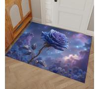 Zerbini per Interni, Zerbini Morbidi Lavabili in Lavatrice,Blu-Viola Stile Sognante E Romantico Rose, Cielo Stellato, Nuvole,Antiscivolo a Basso Profilo per Ingresso, Cucina, 45 x 75 cm