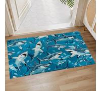 Zerbini Shark Frenzy Zerbino per Porta Antiscivolo Tappetino Doccia Lavabile in Lavatrice Zerbini per Porta per Vasca da Bagno Ingresso Corridoio 40X60 CM