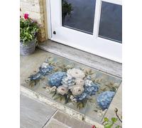 Zerbini Spring Blue Hydrangea Farm Zerbini per Porta Morbido Tappetino Doccia Decorazione Zerbino per Porta per Camera da Letto Cucina Ingresso 40X60 CM