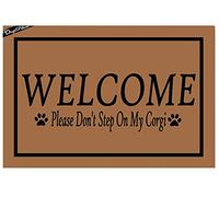 Zerbini Welcome Please Don't Step On My Corgi Tappeti Antiscivolo Tappetino Doccia Decorazione Zerbino per Vasca da Bagno Corridoio Camera da Letto 40X60 CM