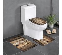 Zerbini Wolf Face in The Woods Super Assorbente Zerbini per Porta Doccia Zerbino per Porta per Tappetino da Bagno + Contorno + Copriwater 3 Piece Set