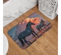 Zerbino 40,6 x 61 cm, zerbino di benvenuto cattura sporco, lavabile in lavatrice, zerbino per ingresso, cavalli rossi e nuvole incandescenti, zerbino per interni ed esterni, overlock, tappetini per