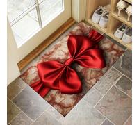 Zerbino 45 X 75 Cm - Fiocco Rosso Zerbino Morbido Rosso Tappeto Per Ingresso E Interno, Fondo Antiscivolo Gommato, Facile Da Pulire - Rettangolare - Raffinato Ed Elegante