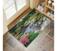 Zerbino 45 X 75 Cm - Giardino Realistico Zerbino Morbido Verde Tappeto Per Ingresso E Interno, Fondo Antiscivolo Gommato, Facile Da Pulire - Rettangolare - Piante Verdi
