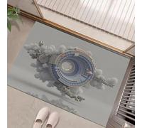 Zerbino 45 x 75 cm per Interni ed Esterni, Astratto moderno, tappetino lavabile in lavatrice, tappetino assorbente per pavimento, composizione del vortice, tappeto ingresso, bianco grigiastro