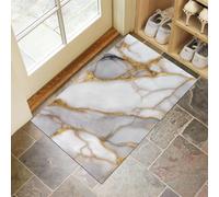 Zerbino 45 X 75 Cm - Semplicità Moderna Zerbino Morbido Grigio Chiaro Tappeto Per Ingresso E Interno, Fondo Antiscivolo Gommato, Facile Da Pulire - Rettangolare - Motivo Marmoreo