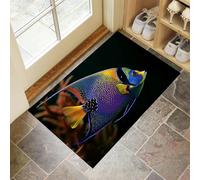 Zerbino 45 X 75 Cm - Teschio Floreale Zerbino Morbido Grigio Tappeto Per Ingresso E Interno, Fondo Antiscivolo Gommato, Facile Da Pulire - Rettangolare - Arte Gotica