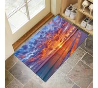 Zerbino 45 X 75 Cm - Tramonto Sulla Spiaggia Zerbino Morbido Blu Tappeto Per Ingresso E Interno, Fondo Antiscivolo Gommato, Facile Da Pulire - Rettangolare - Bellissimo Scenario