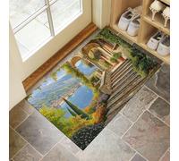 Zerbino 45 X 75 Cm - Villa Con Giardino Zerbino Morbido Colori Misti Tappeto Per Ingresso E Interno, Fondo Antiscivolo Gommato, Facile Da Pulire - Rettangolare - Romantico Retrò