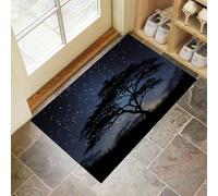 Zerbino 50 X 80 Cm - Albizia Julibrissin Zerbino Morbido Blu Scuro Tappeto Per Ingresso E Interno, Fondo Antiscivolo Gommato, Facile Da Pulire - Rettangolare - Cielo Stellato Magico