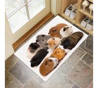 Zerbino 50 X 80 Cm - Porcellino D'India Carino Zerbino Morbido Bianco Tappeto Per Ingresso E Interno, Fondo Antiscivolo Gommato, Facile Da Pulire - Rettangolare - Fotografare Gli Animali