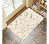 Zerbino 50 X 80 Cm - Viti Fiori Zerbino Morbido Crema Tappeto Per Ingresso E Interno, Fondo Antiscivolo Gommato, Facile Da Pulire - Rettangolare - Piante Semplici